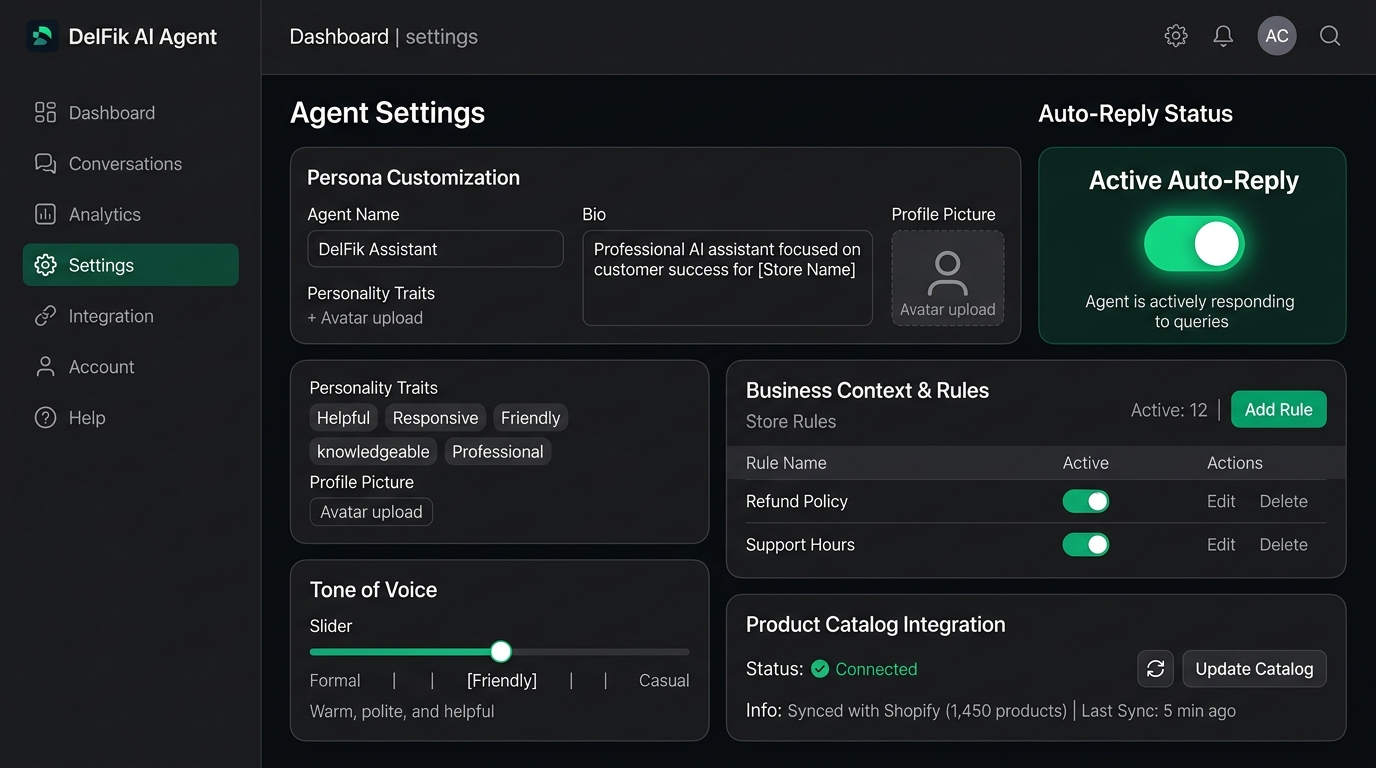 Dashboard Pengaturan AI Agent DelFik AI