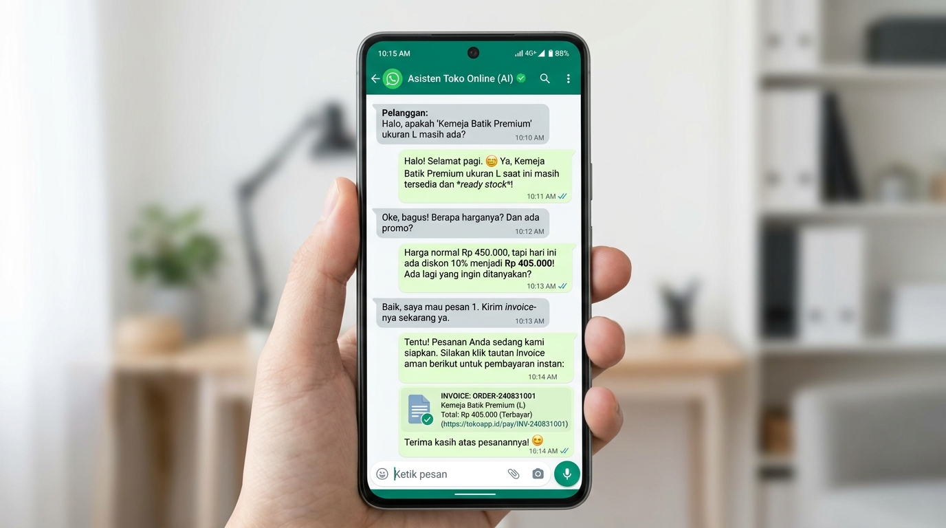 Simulasi Balasan Otomatis WhatsApp AI DelFik